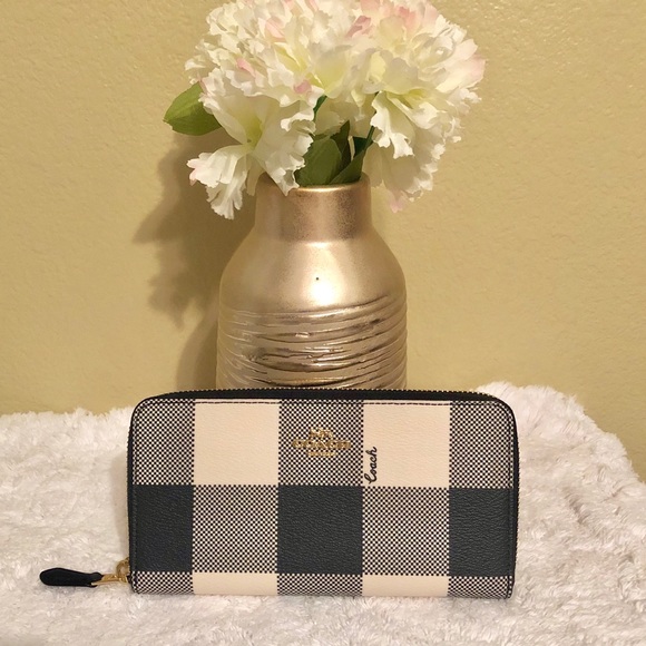 Coach Handbags - COACH blue gingham accordion wallet Coach Handbags - COACH blue gingham accordion wallet